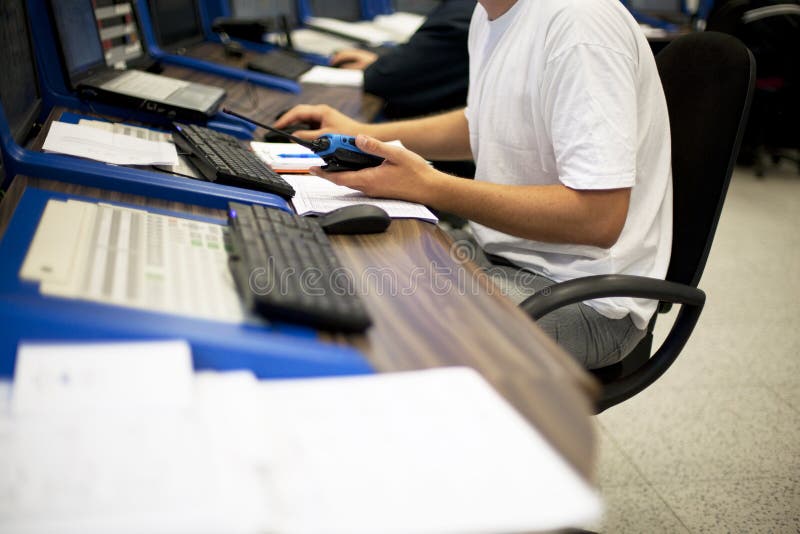 Operator cameră de control stock photos