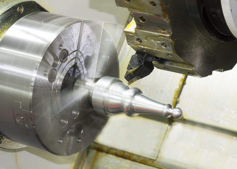 Operator Machining Automotive Part by Cnc Turning Machine, Stock Image