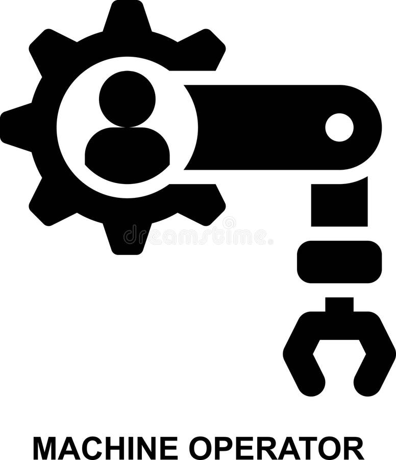 Operator, technician, engineer, employee, manufacturing, machine operator solid glyph icon royalty free illustration
