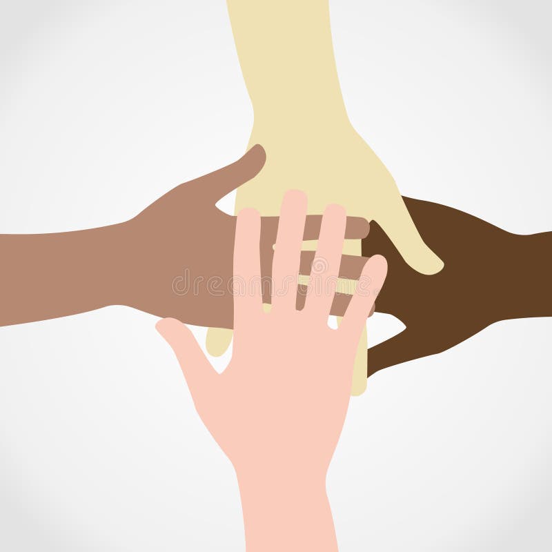 Opgeheven handen omhoog samen met verschillende huidtoon vector illustratie Opgeheven handen omhoog samen met verschillende huidtoon vector illustratie