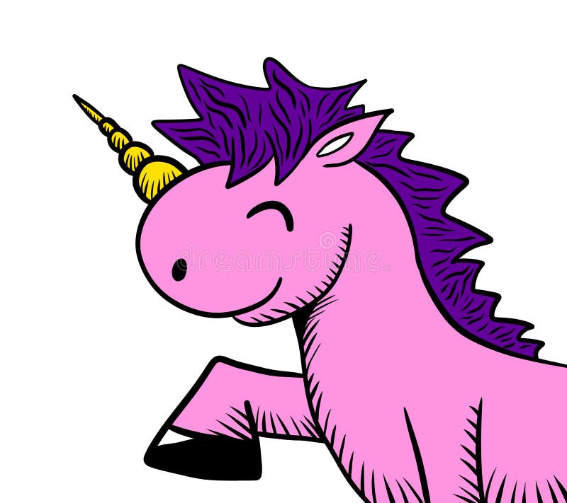 Opgewekt Leuk Roze Unicorn Doodle stock illustratie Opgewekt Leuk Roze Unicorn Doodle stock illustratie