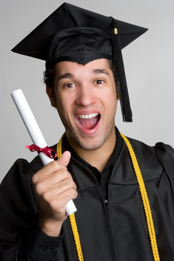 Handsome excited graduate holding diploma. Handsome excited graduate holding diploma