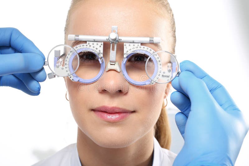 Ophthalmologist, Selection of Corrective Lenses. Stock Image Image of