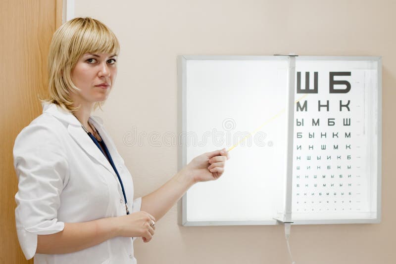 Ophthalmologist testing eyesight royalty free stock images