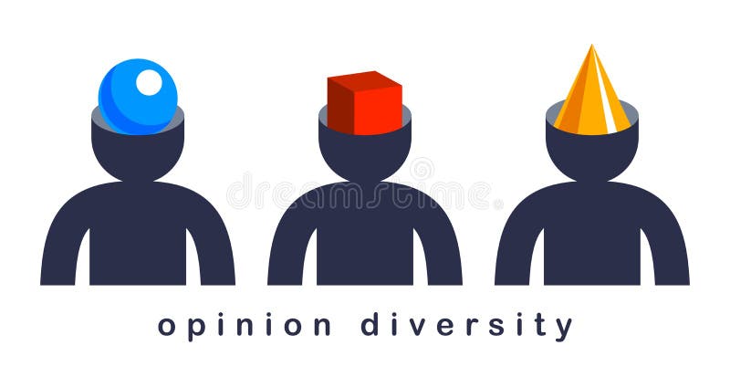 Opinion diversity vector concept, different perspectives metaphor, alternative worldview point of view.