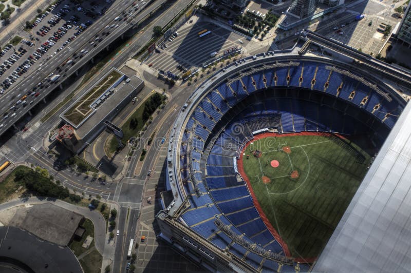 Opinião aérea Rogers Center em Toronto, Canadá foto de stock Opinião aérea Rogers Center em Toronto, Canadá foto de stock