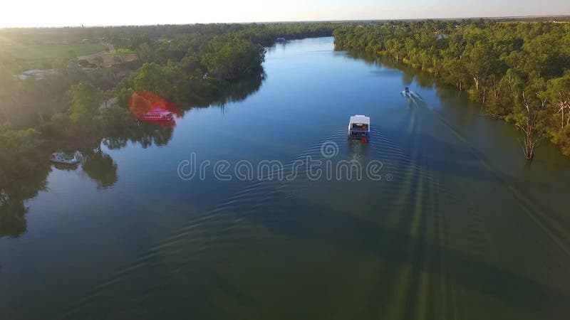 Opinião aérea Ski Boat em Murray River Australia