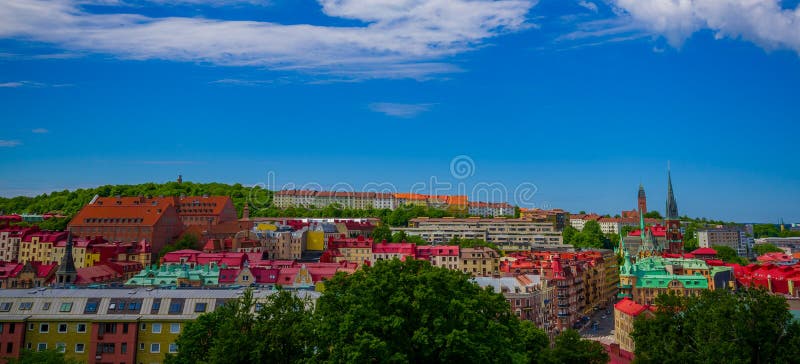 Opinião bonita do panorama de Gothenburg do centro fotos de stock Opinião bonita do panorama de Gothenburg do centro fotos de stock