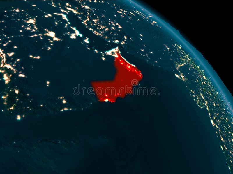 Opinião da noite de Omã na terra ilustração do vetor Opinião da noite de Omã na terra ilustração do vetor