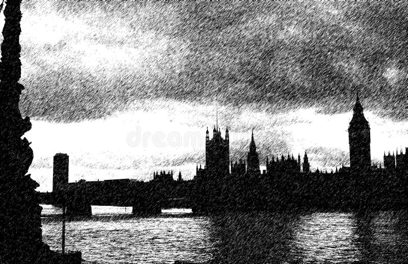 Opinião da silhueta de Londres ilustração do vetor Opinião da silhueta de Londres ilustração do vetor