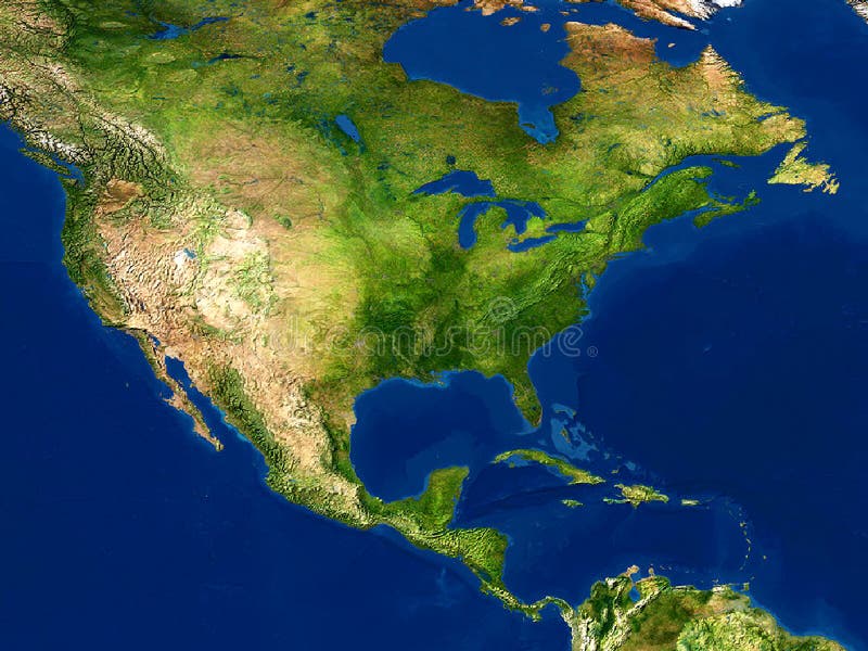 Opinião da terra - mapa, America do Norte ilustração royalty free Opinião da terra - mapa, America do Norte ilustração royalty free
