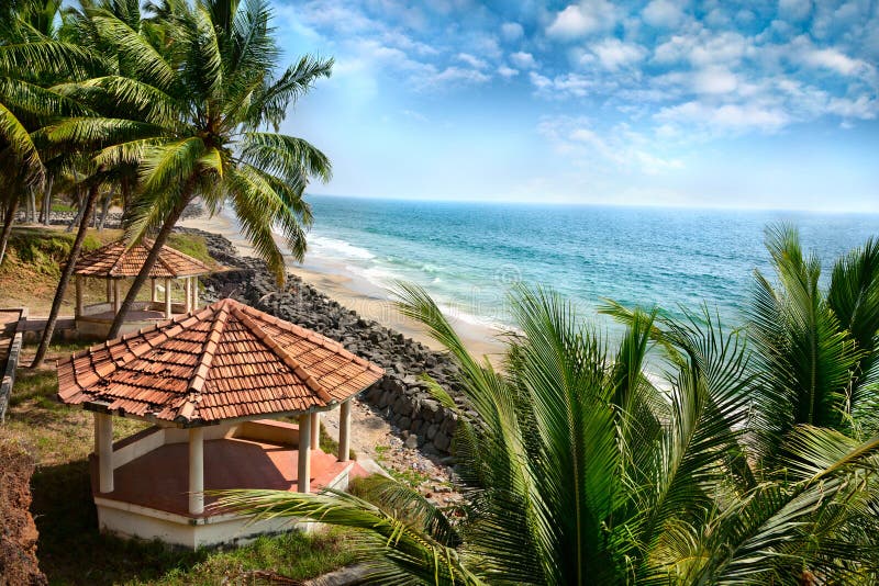 Opinião de oceano em Kerala imagens de stock royalty free Opinião de oceano em Kerala imagens de stock royalty free