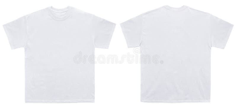 Opinião dianteira e traseira do molde branco da cor vazia da camisa de T