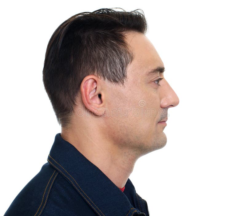 Opinião do perfil o homem seguro de sorriso fotografia de stock Opinião do perfil o homem seguro de sorriso fotografia de stock