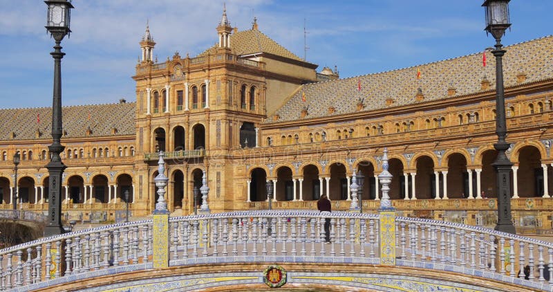 Opinião ensolarada de Sevilha em plaza de espana 4k spain