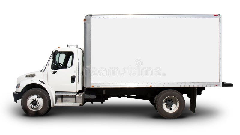 Opinião lateral branca de caminhão de entrega