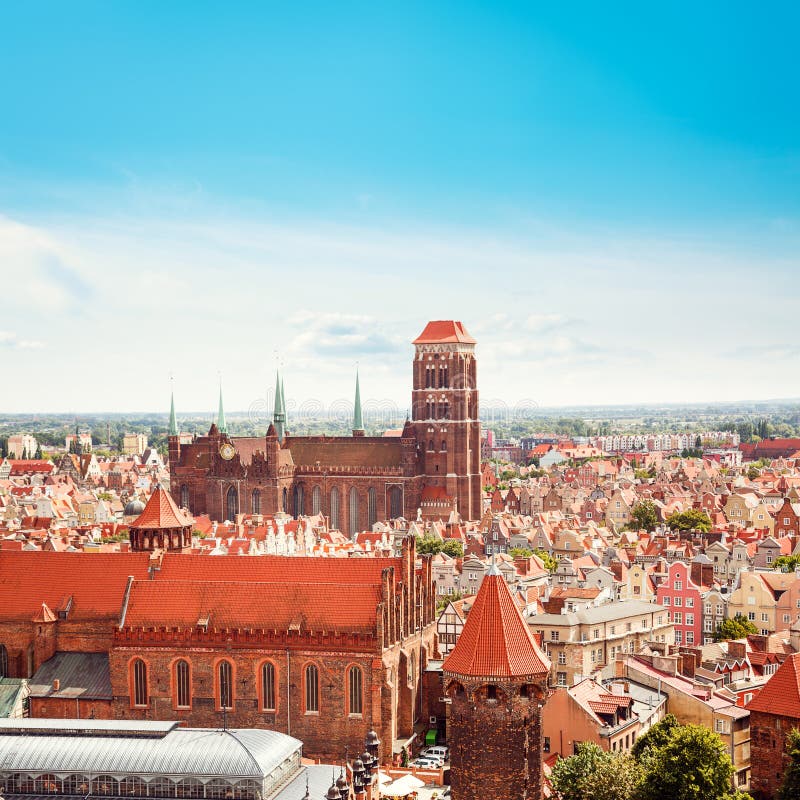 Opinião superior da cidade velha de Gdansk Polônia, Europa foto de stock Opinião superior da cidade velha de Gdansk Polônia, Europa foto de stock