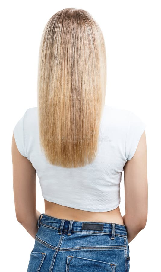Opinião traseira a mulher com cabelo louro longo imagens de stock royalty free Opinião traseira a mulher com cabelo louro longo imagens de stock royalty free