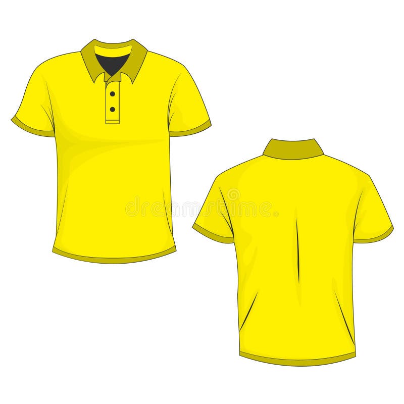 Opinión amarilla de la mofa up/template, delantero de la camiseta del polo y trasero, aislada en el fondo blanco stock de ilustración Opinión amarilla de la mofa up/template, delantero de la camiseta del polo y trasero, aislada en el fondo blanco stock de ilustración