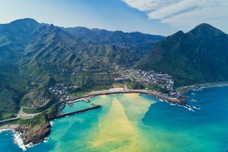 Opinión aérea del mar de Yinyang - los destinos famosos del viaje de Taiwán, los bird’s panorámicos observan la visión fotografía de archivo Opinión aérea del mar de Yinyang - los destinos famosos del viaje de Taiwán, los bird’s panorámicos observan la visión fotografía de archivo
