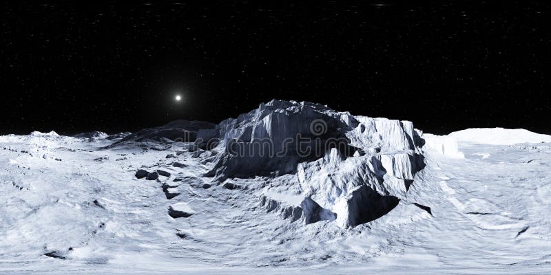Opinión de 360 grados de la luna de la tierra, proyección equirectangular, mapa del ambiente Panorama esf? rico de HDRI Fondo del espacio ilustraci? n 3D