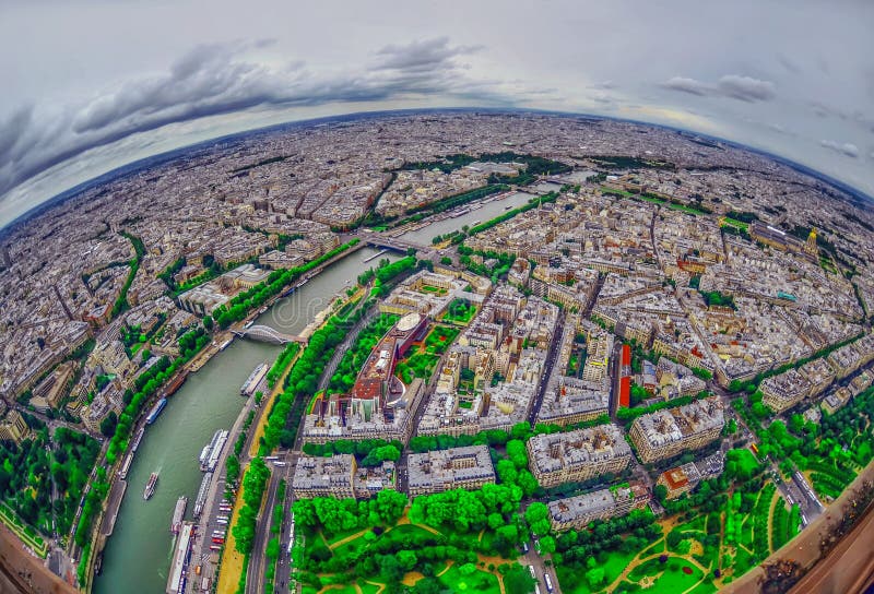 Opinión del ojo de pájaro de la ciudad de París, Francia