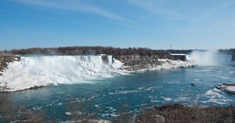 Opinión panorámica de la primavera del Niagara Falls foto de archivo libre de regalías Opinión panorámica de la primavera del Niagara Falls foto de archivo libre de regalías