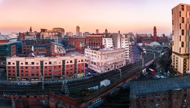 Opinión Panorámica Reino Unido De Manchester Foto editorial - Imagen de