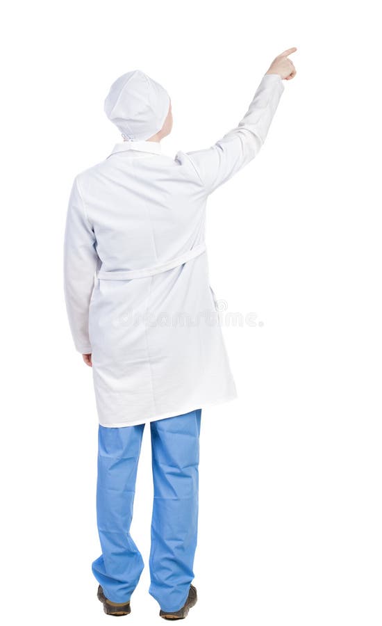 Opinión trasera el doctor en señalar del traje fotos de archivo libres de regalías Opinión trasera el doctor en señalar del traje fotos de archivo libres de regalías