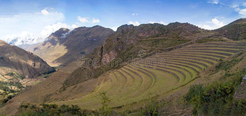 Landscapes of the Sacred Valley of Peru with ancient Inca structures. Landscapes of the Sacred Valley of Peru with ancient Inca structures