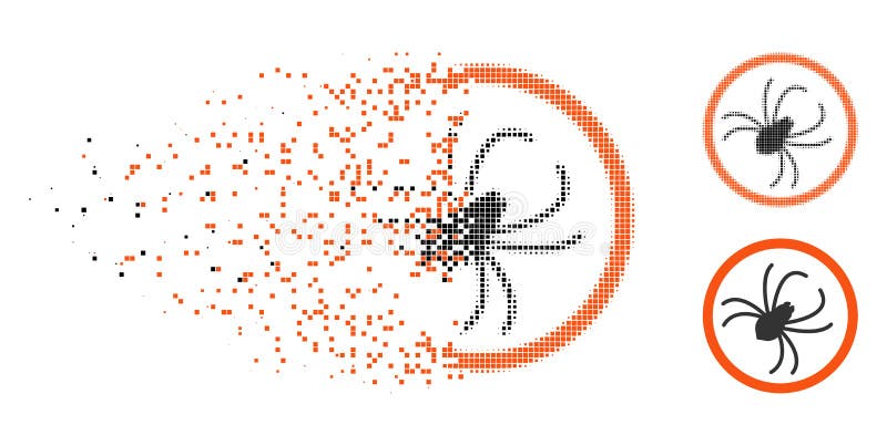 Oplossend gepixelde halftoonspinnen-icoon vector illustratie