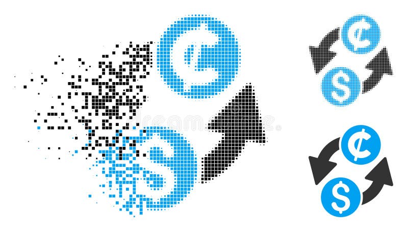 Oplossend van de de Dollarcent van Pixelated Halftone de Uitwisselingspictogram vector illustratie