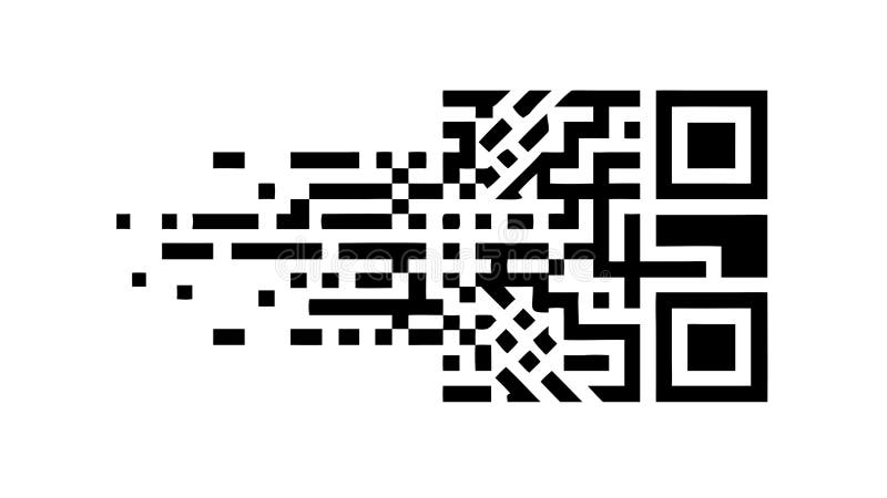 Oplossende QR-code, Digitaal glitch-effect, Vectorontwerp Generatieve AI stock illustratie