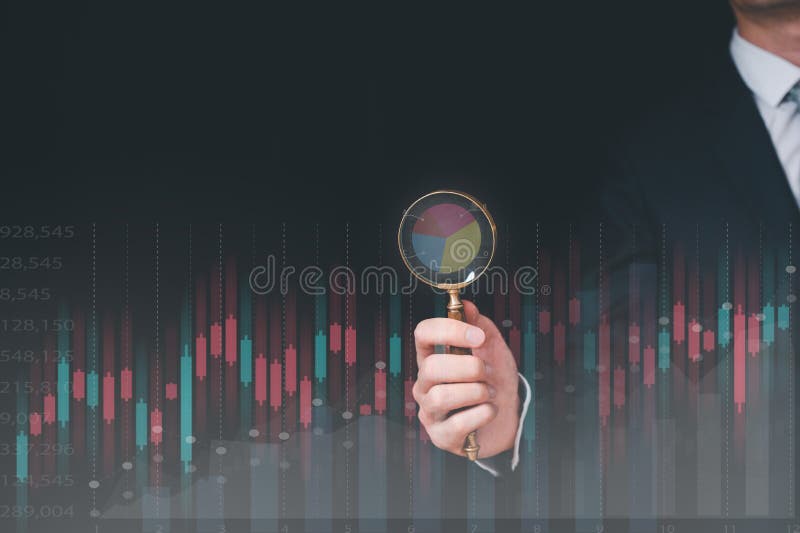 Opportunity for Investment Concept, Businessman Use Magnifying Glass