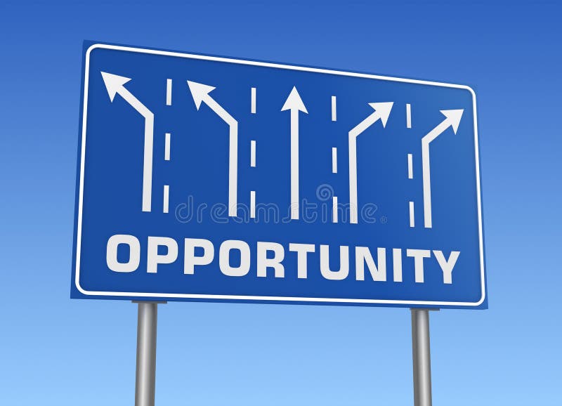 Opportunity Road Sign 3d Illustration Stock Illustration - Illustration