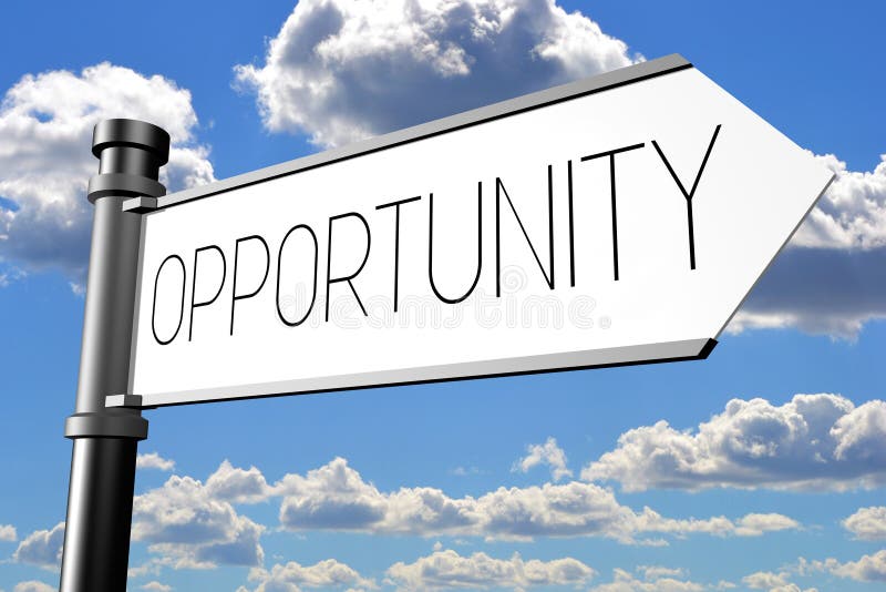 Opportunity - Signpost with White Arrow, Sky Stock Illustration