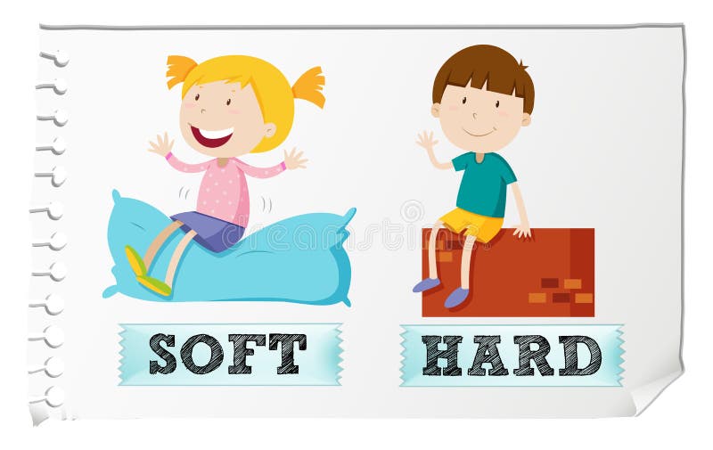 Opposite adjectives soft and hard royalty free illustration Opposite adjectives soft and hard royalty free illustration
