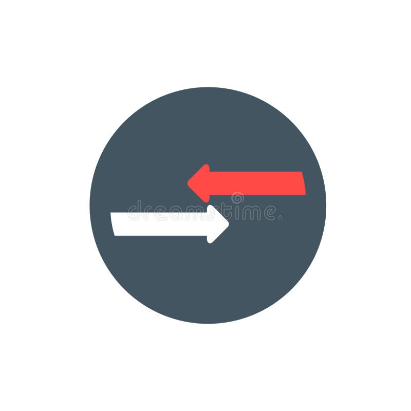 Opposite arrow. White and red arrows button. Stock vector illustration isolated on white background royalty free illustration