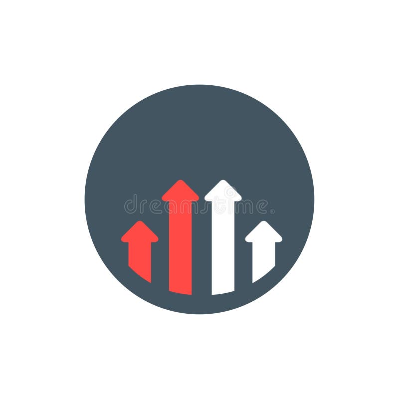 Opposite arrows growing. White and red arrows button. Stock vector illustration isolated on white background vector illustration