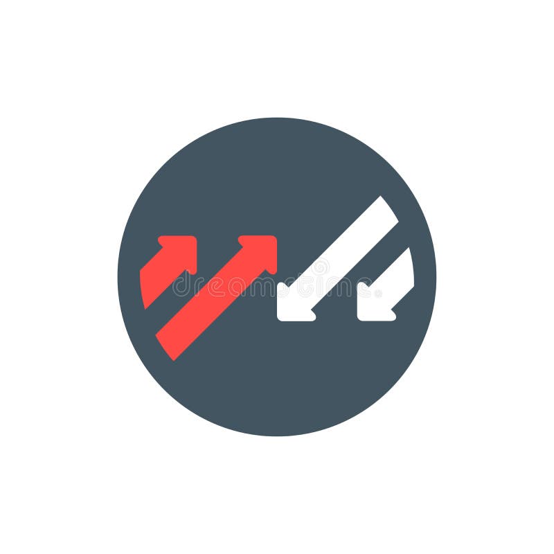 Opposite arrows. White and red arrows button. Stock vector illustration isolated on white background royalty free illustration