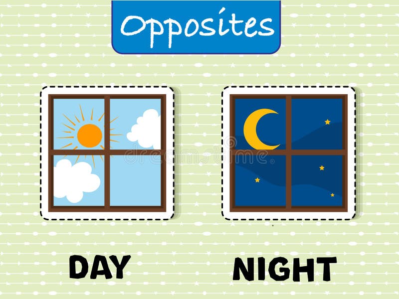 Opposite words for day and night royalty free illustration Opposite words for day and night royalty free illustration