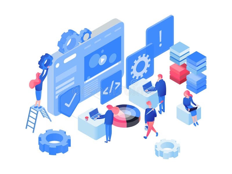 Oprogramowanie, sieć rozwoju isometric wektorowa ilustracja ilustracja wektor Oprogramowanie, sieć rozwoju isometric wektorowa ilustracja ilustracja wektor