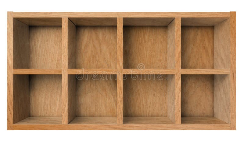 Opróżnia drewnianą półkę lub półka na książki odizolowywających na bielu