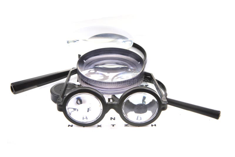 Optic Test and Different Magnify Glasses Stock Photo Image of