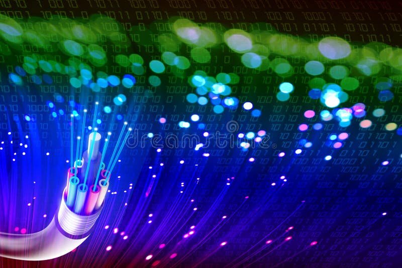Optical fiber with lights stock photography