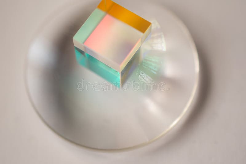 Optical Glass Cubes Scatter Spectrum Light with All the Colors of the