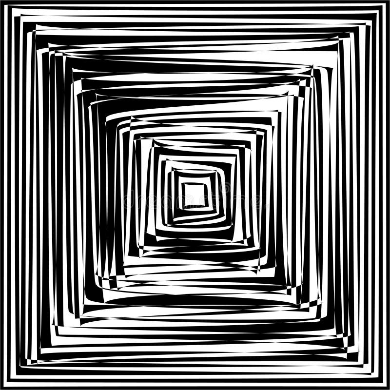 Optical Illusion Art Abstract Background. Black and White Monochrome Geometrical Hypnotic Square