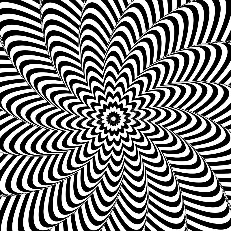 Optical illusion. Black and white abstract background.