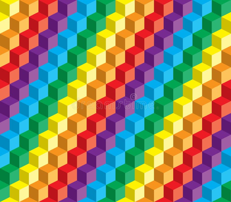 Optical illusion, colorful abstract vector cube an vector illustration