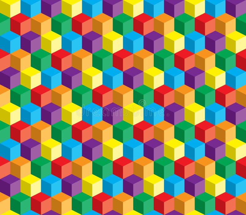 Optical illusion, colorful abstract vector cube an